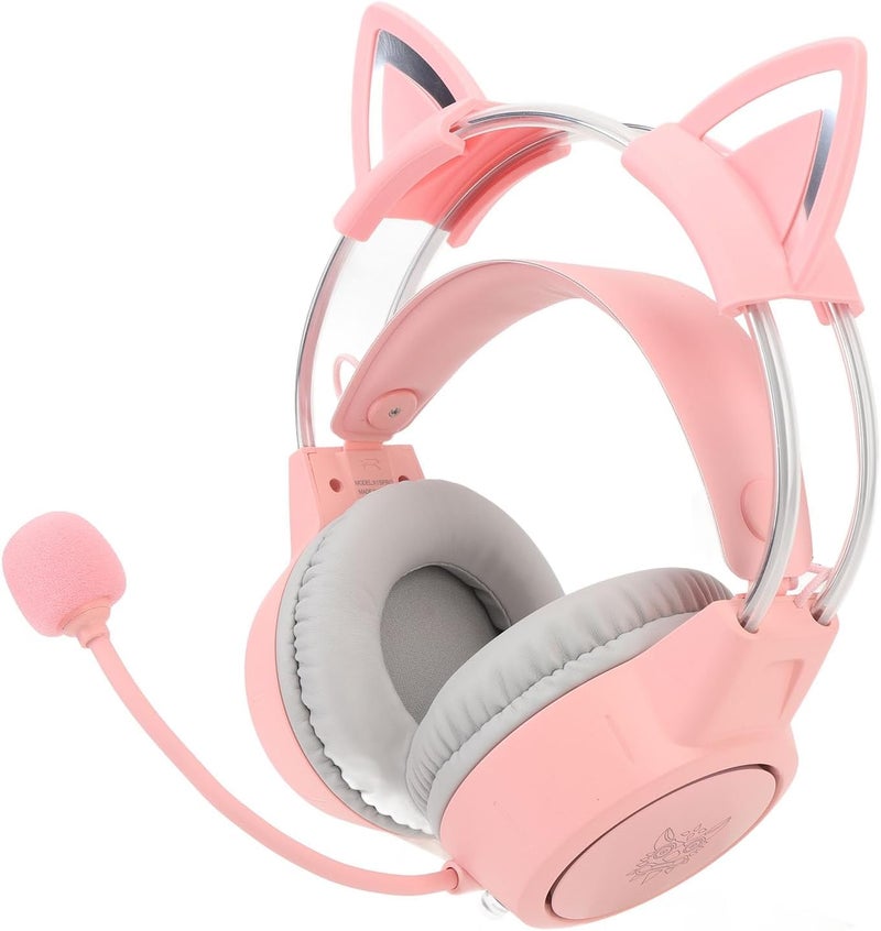 Asixxsix Cat Ear Gaming Headset, Rainbow RGB Lighting Detachable Cat Ears 50mm Drivers Surround Sound RGB Gaming Headset, Stereo with Soft Cushioned Ear Cups Adjustable - Image 5