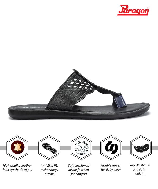 PARAGON Men's Slip On Black Sandals | Trendy Casual Slip-on Sandals with Cushioned Footbed, and Durable Construction | Perfect for Everyday Casual Wear(UK: 7) - Image 3