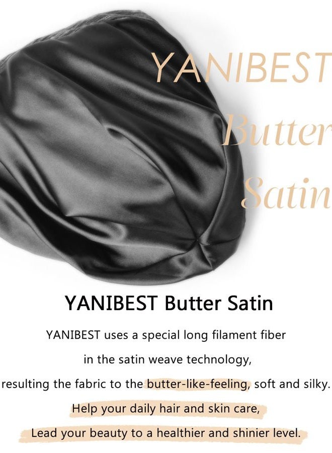 YANIBEST Slouchy Beanie Hat Satin Lined Sleep Cap Satin Bonnet Chemo Headwear Caps for Women and Men Dark Grey - Image 4