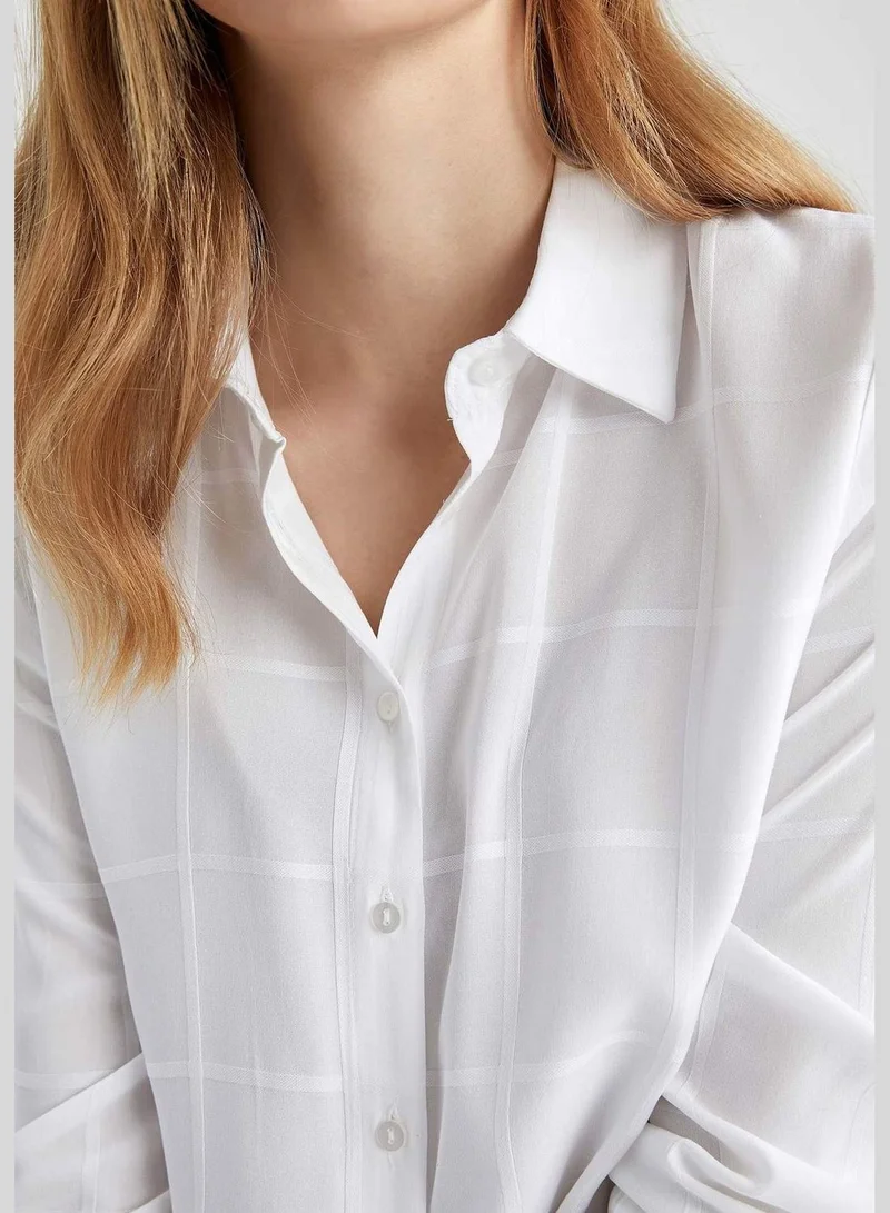 ديفاكتو Elastic Hem Long-Sleeved Regular Fit Shirt Neck Top