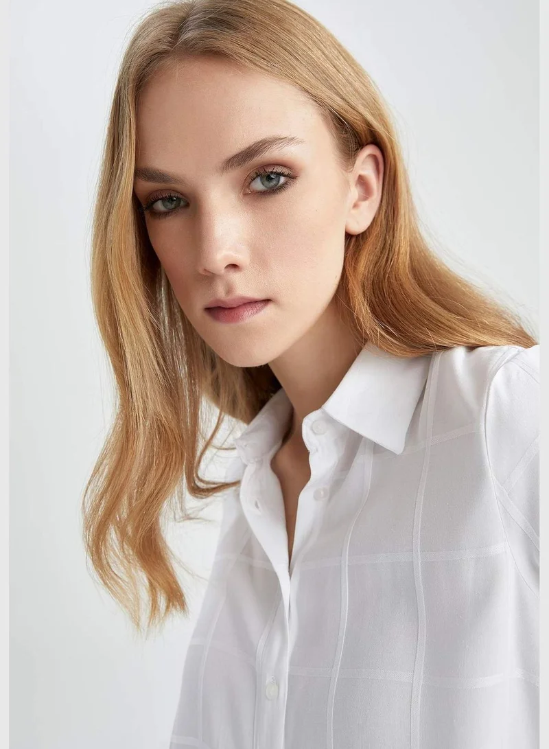 ديفاكتو Elastic Hem Long-Sleeved Regular Fit Shirt Neck Top