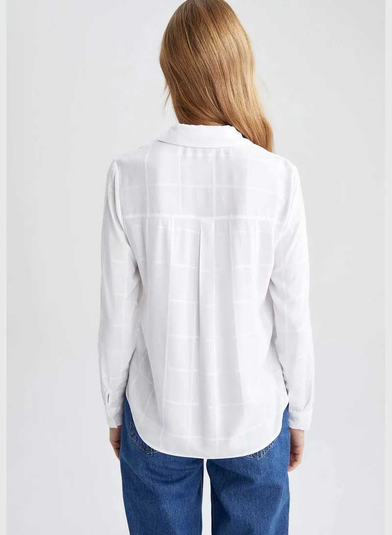 ديفاكتو Elastic Hem Long-Sleeved Regular Fit Shirt Neck Top