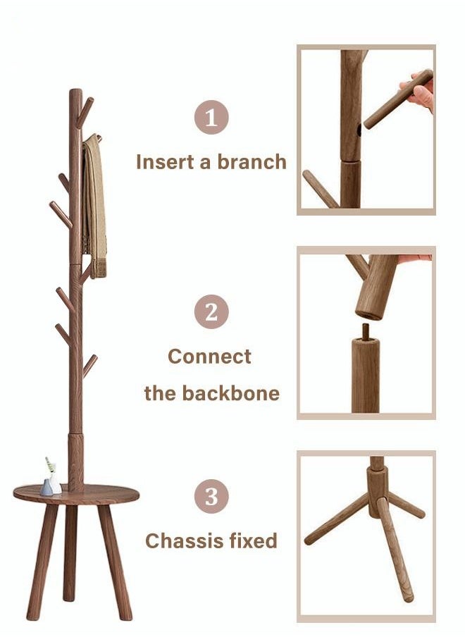 8-Hook Coat Rack Wooden Coat Rack Freestanding with Storage Table Coat Tree for Clothes Bags Hats Hanger Stand Easy Installation for Entryway Living Room Bedroom Office Brown - pzsku/Z212185139CAFEF58197CZ/45/_/1699410346/4ae0229d-da82-474a-8a0a-b5b76f06978e