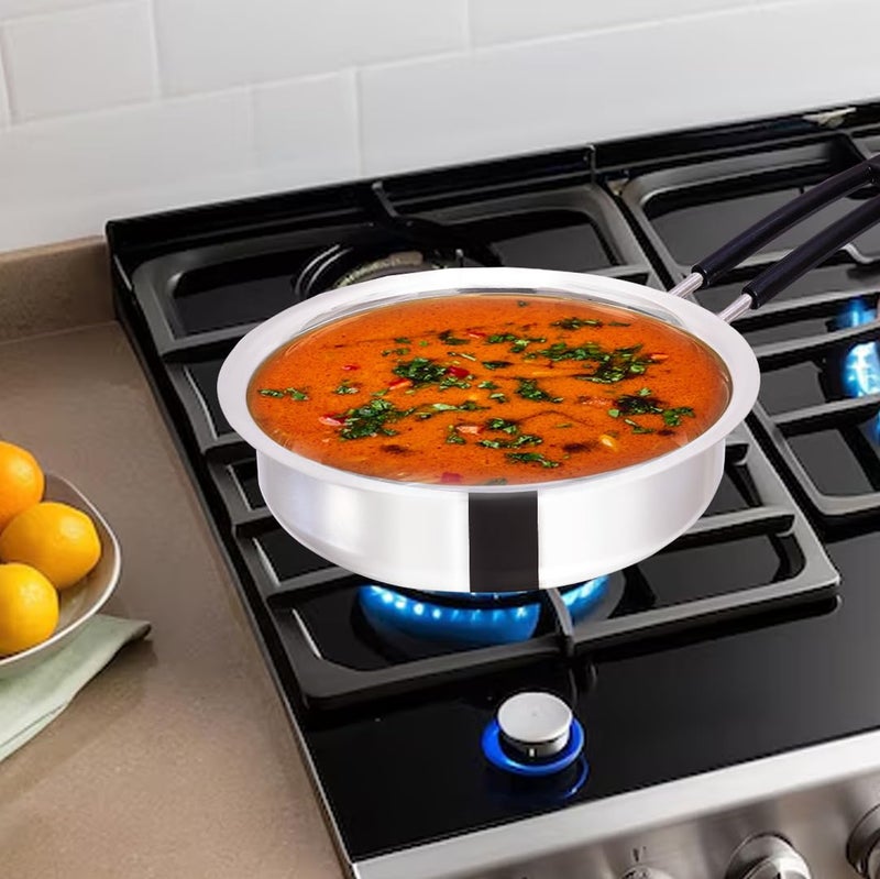 KC Stainless Steel Frying Pan | Stove & Induction Safe | Easy Grip Handles | Heavy Gauge | Capacity 1.6 LTR. | Diamm. 22 cm - Image 5