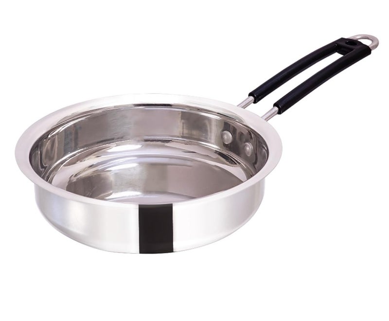 KC Stainless Steel Frying Pan | Stove & Induction Safe | Easy Grip Handles | Heavy Gauge | Capacity 1.6 LTR. | Diamm. 22 cm - Image 1