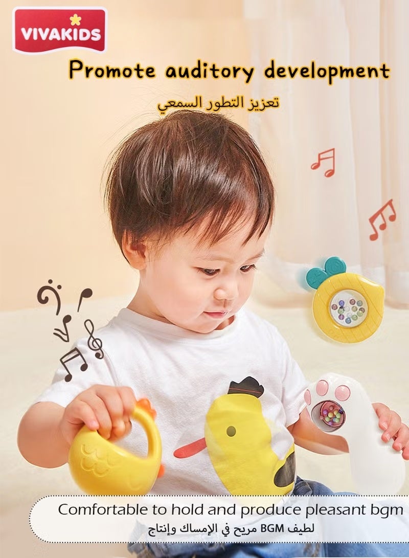 VIVAKIDS Baby Rattle & Teething Toy Set – 8 PCS BPA-Free Soft Silicone Infant Sensory Toys with Storage Box – Early Learning & Gum Relief for Newborns 0-12 Months - Image 5