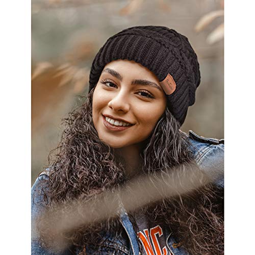 SOMALER Knit Beanie Hat for Women Oversize Chunky Winter Slouchy Beanie Hats Ski Cap Red - Image 5