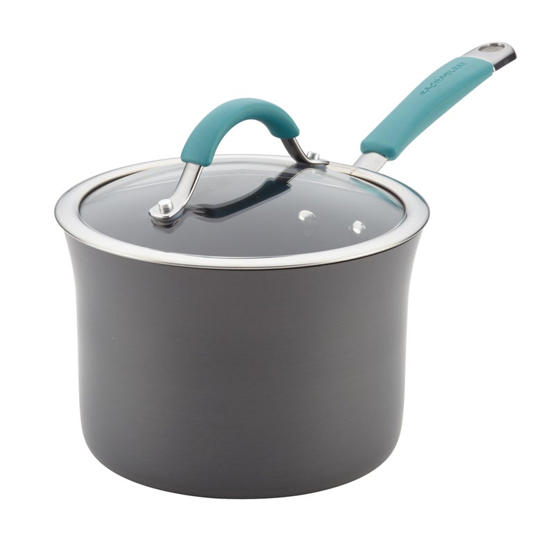 Rachael Ray Cucina Hard Anodized Nonstick Sauce PanSaucepan with Lid 3 Quart Blue