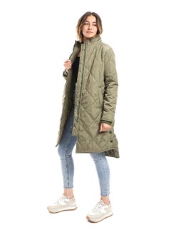 Andora Olive Plain Zipper Waterproof Puffer Jacket_Olive  - Image 5
