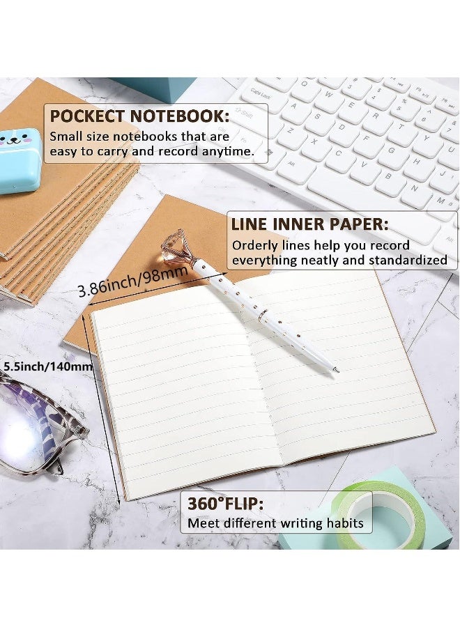 6 Pack Pocket Notebook,  Softcover Mini Notebooks 3.5" x 5.5" Kraft Brown Notebook Small Memo Notepad for Men Women Kids Traveler Author, 30 Sheets,60 Lined Pages, College Student Homework Book - Image 1
