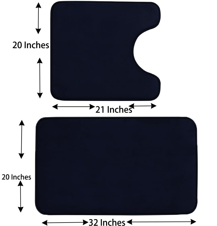 Madeals Memory Foam Bathroom Toilet Rug Set 4 Piece with Toilet Lid Cover and Tank Covers Black - Image 3