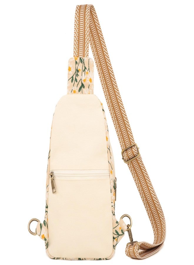 SILKAREA Embroidered Sling Bag for Wome Crossbody Purse Small Sling Backpack Purse Travel Hiking Chest Bag Daypack (Embroidered Chamomile) - Image 5
