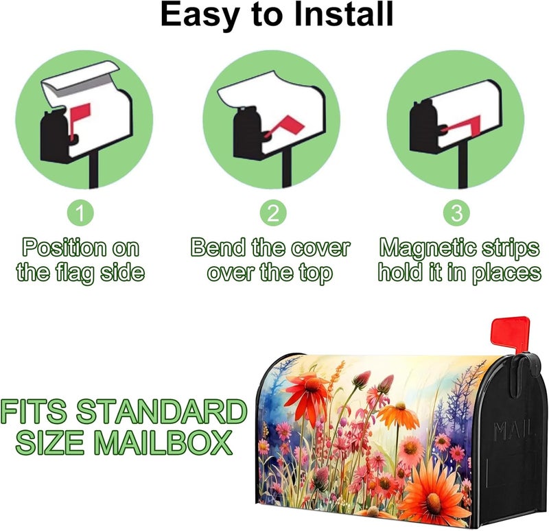 Xeerrfan Mailbox Covers Magnetic Standard Size, Printed Floral Magnetic Cover for Postbox, 18 x 21 Inch Waterproof Post Wraps Outdoor Garden Yard Home Decor (Flower) - Image 5
