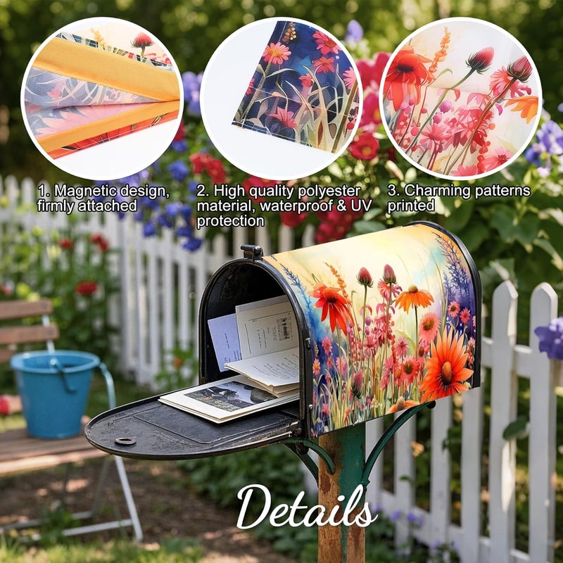 Xeerrfan Mailbox Covers Magnetic Standard Size, Printed Floral Magnetic Cover for Postbox, 18 x 21 Inch Waterproof Post Wraps Outdoor Garden Yard Home Decor (Flower) - Image 4