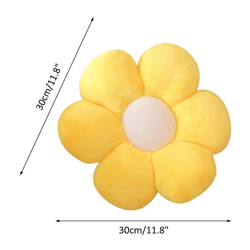 lannery Flower Plush Throw Pillows  Flower Floor Pillow Seating Cushion Toy for Reading  Room  Watching TV (11.8""  Yellow-2) - Image 4
