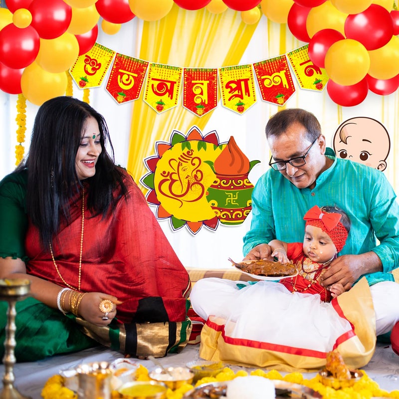 Zyozique Annaprasanam Cardstock Cutout with Annaprasanam Paper Bunting Paper Banner and Balloon / Annaprashan Decoration Items (Pack of 59) - Image 5