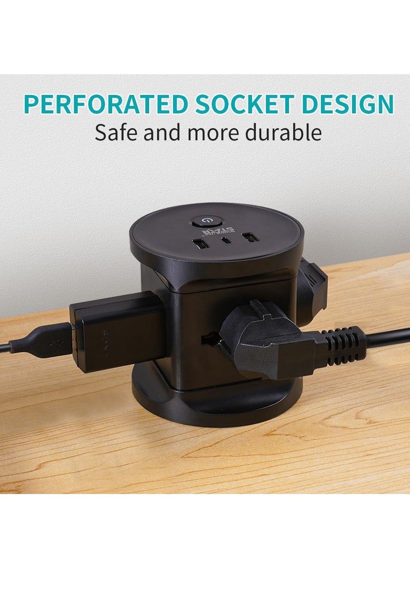 Winning Star ST-1034, 4-Way Universal Plug Extension |2 USB-A,1 USB-C | AC220-250V 10A/2500W, PP Flame Retardant Material, 3m Copper Cable, Safety Door, Overload Protection, BS Plug, White - Image 3