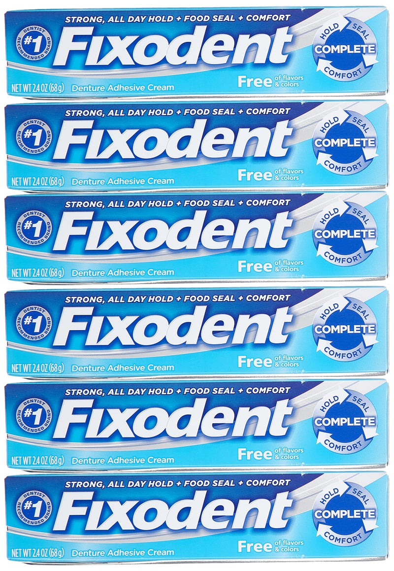 Fixodent Complete Free Denture Adhesive Cream 2.4 Oz (Pack of 6) - Image 2