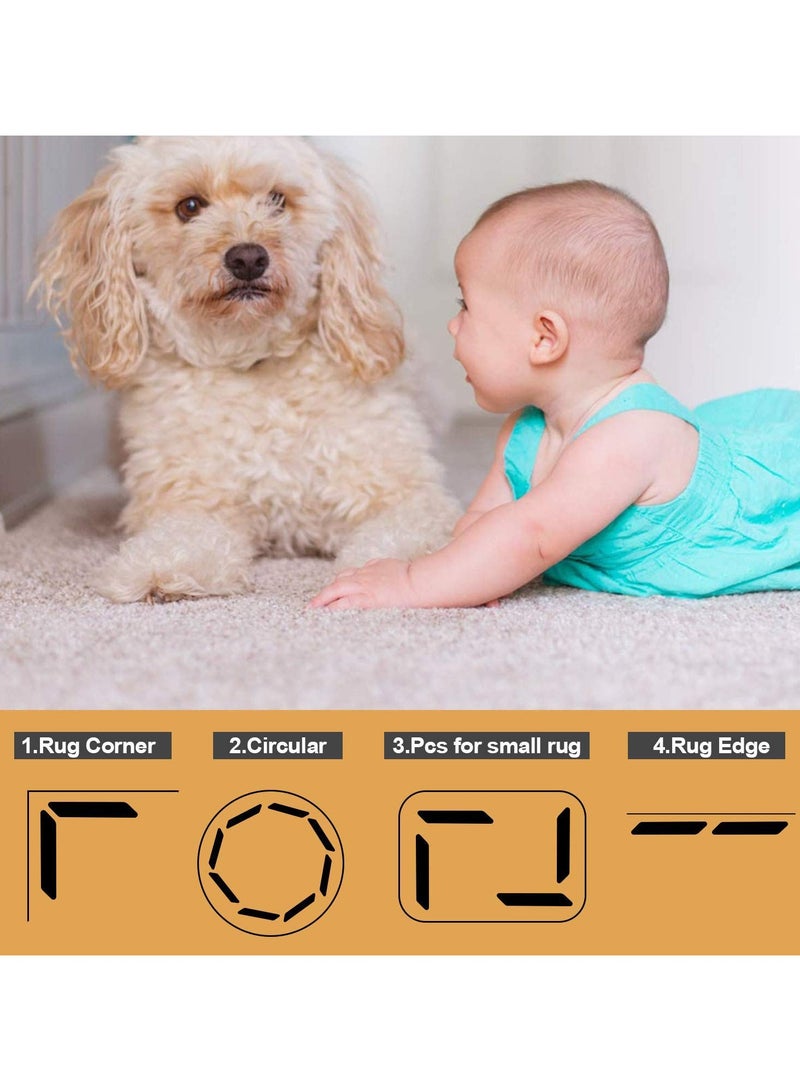 VIUAUAX 16 Pcs Rug Tape, Carpet Stickers, Anti Slip Rug Holder,Reusable Washable Rug Stickers for Area Rugs, Dual Sided Washable Removable Prevent Curling Rug Corner Holder, Keep Rug in Place Non Slip Adhesive Rug Stopper for Hardwood Floors and Tile - Image 5