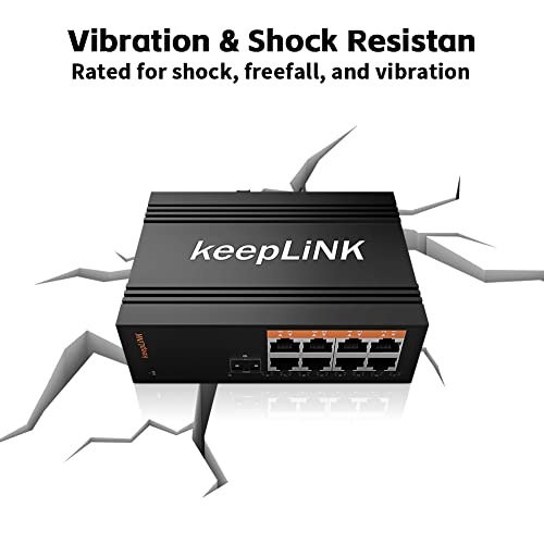keepLiNK 8 Port Industrial PoE Switch Unmanaged, Gigabit PoE Switch with 8 PoE+ Ports @245w, 1 SFP Slot, DIN Rail Hardened Network Switch, IP40 - Image 4