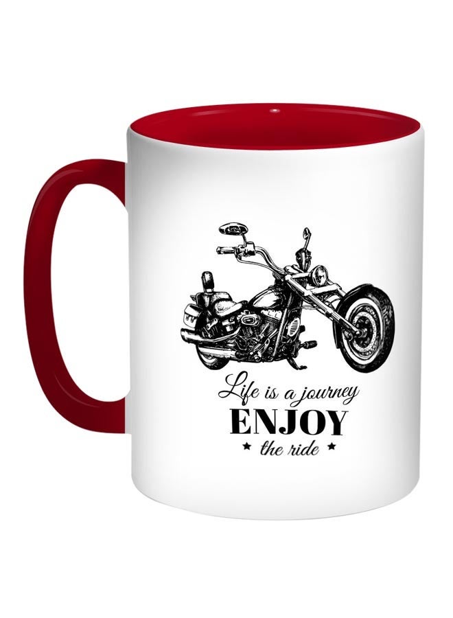 RYN Motorcycle Printed Coffee Mug Red/White/Black 11ounce