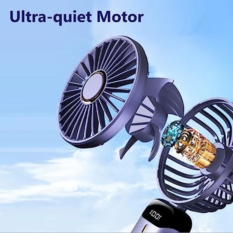 ALKAYAN Portable Mini Fan, USB Handheld Fan, Small Rechargeable Hand Fan, 5 Speed Adjustable Mini Fan with Base for Home, Camping, Office, Sport, Travel (Blue) - Image 4