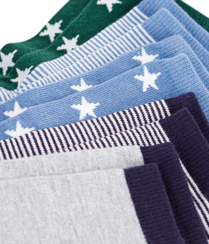 بيتي باتو 5 Pairs Of Babies' Cotton Socks Printed With Stars And Stripes