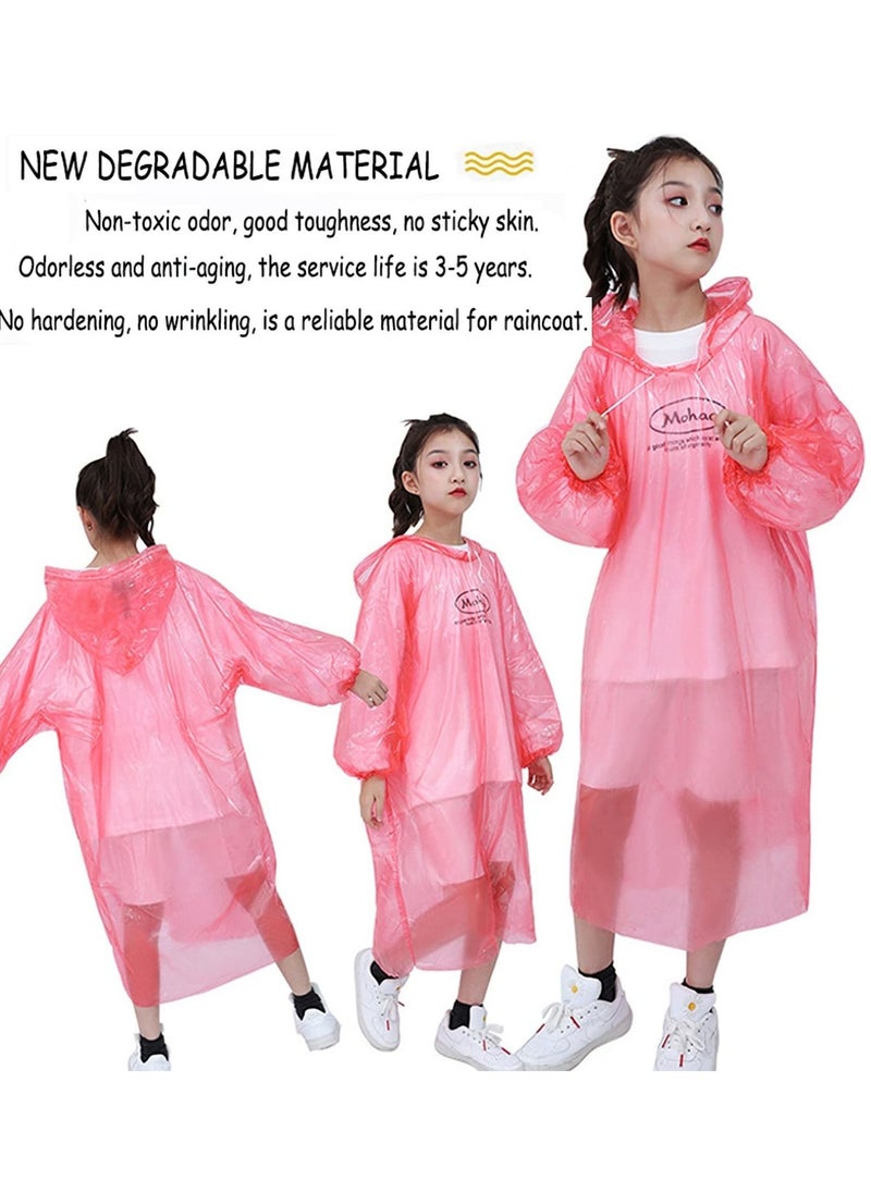 SYOSI - Disposable Rain Ponchos for Kids, 6 Pack Bulk Extra Thick Emergency Waterproof Raincoats with Hood Plastic Clear Travel Rain Gear for Concerts, Amusement Parks, Camping, Outdoor, Cycling, and Hiking. - Image 1