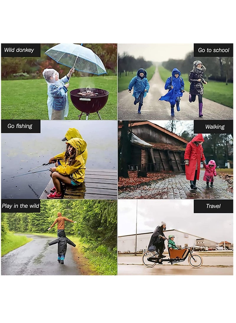 SYOSI - Disposable Rain Ponchos for Kids, 6 Pack Bulk Extra Thick Emergency Waterproof Raincoats with Hood Plastic Clear Travel Rain Gear for Concerts, Amusement Parks, Camping, Outdoor, Cycling, and Hiking. - Image 1