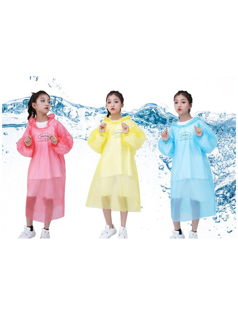 SYOSI - Disposable Rain Ponchos for Kids, 6 Pack Bulk Extra Thick Emergency Waterproof Raincoats with Hood Plastic Clear Travel Rain Gear for Concerts, Amusement Parks, Camping, Outdoor, Cycling, and Hiking. - Image 1