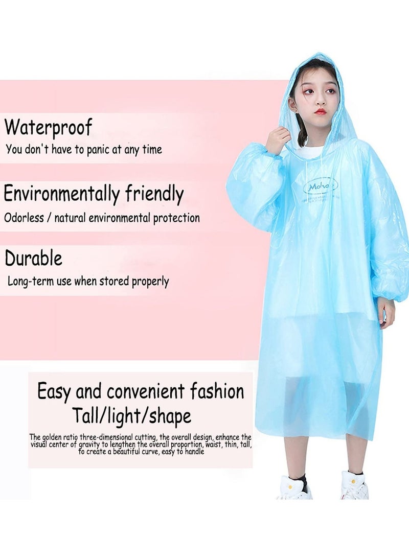 SYOSI - Disposable Rain Ponchos for Kids, 6 Pack Bulk Extra Thick Emergency Waterproof Raincoats with Hood Plastic Clear Travel Rain Gear for Concerts, Amusement Parks, Camping, Outdoor, Cycling, and Hiking. - Image 1