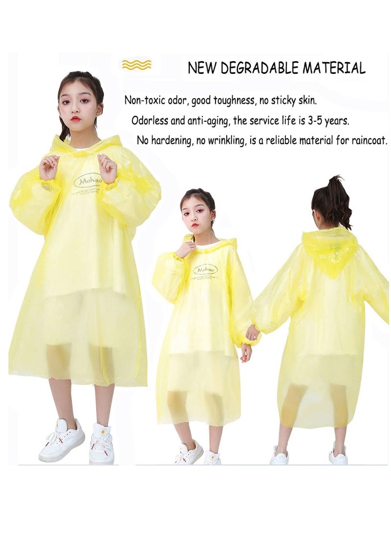 SYOSI - Disposable Rain Ponchos for Kids, 6 Pack Bulk Extra Thick Emergency Waterproof Raincoats with Hood Plastic Clear Travel Rain Gear for Concerts, Amusement Parks, Camping, Outdoor, Cycling, and Hiking. - Image 1