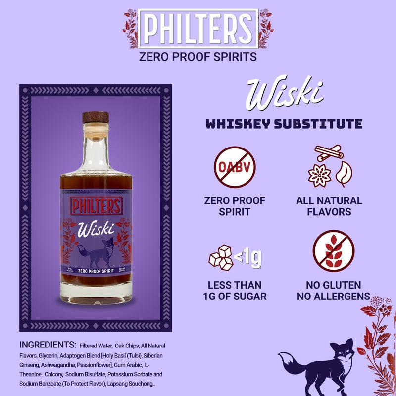 Philters Non-Alcoholic Wiski, Zero Proof Whiskey Spirit, Alternative Drink Made in USA, All Natural Flavors, 25 Fl Oz - Image 4