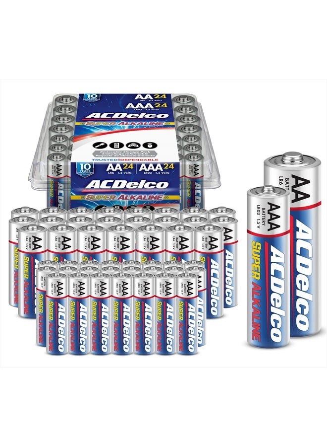 PowerMax ACDelco AA and AAA 48-Count Combo Pack Super Alkaline Batteries, 24-Count Each, 10-Year Shelf Life, Recloseable Packaging - Image 1
