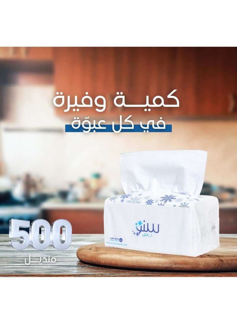 سنو تاتش مناديل فائقة النعومة من سنو تاتش 5 طبقات 32 عبوة 500 منديل كل عبوة ملمس حريري تناسب البشرة الحساسة - Image 4