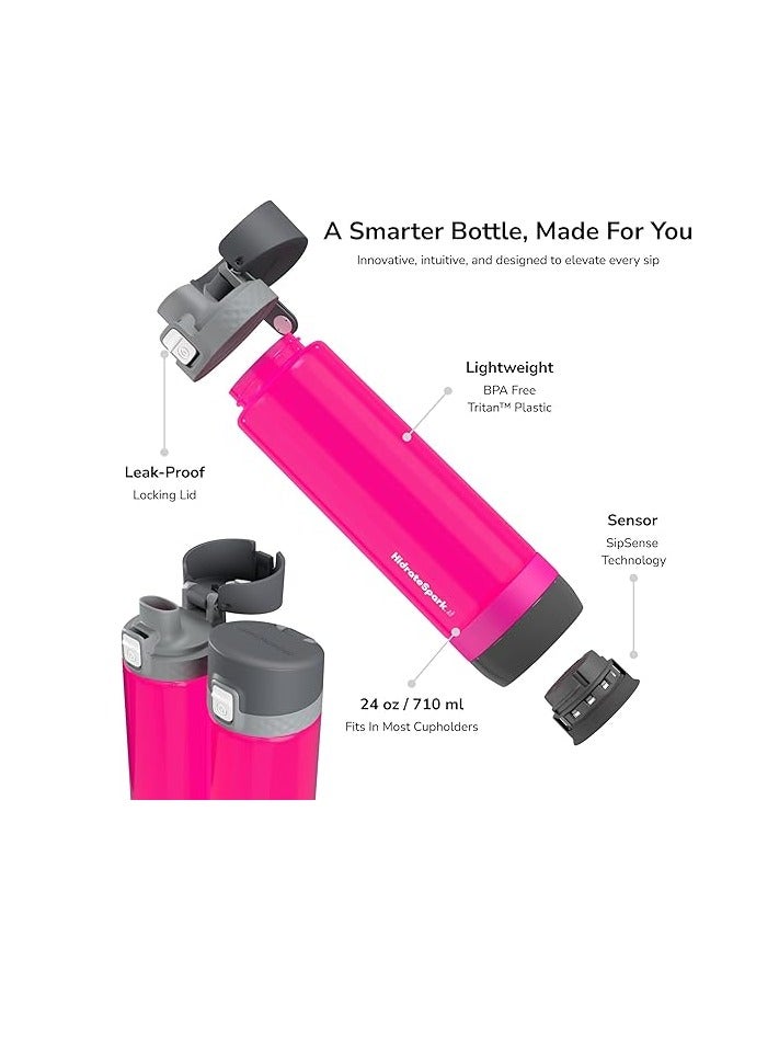 هيدرات سبارك هايدريت سبارك زجاجة مياه ذكية من بلاستيك التريتان برو لايت تتتبع كمية المياه وتتوهج لتذكيرك بالحفاظ على رطوبتك - غطاء تشاج 24 اونصة - فروت بانش - Image 3