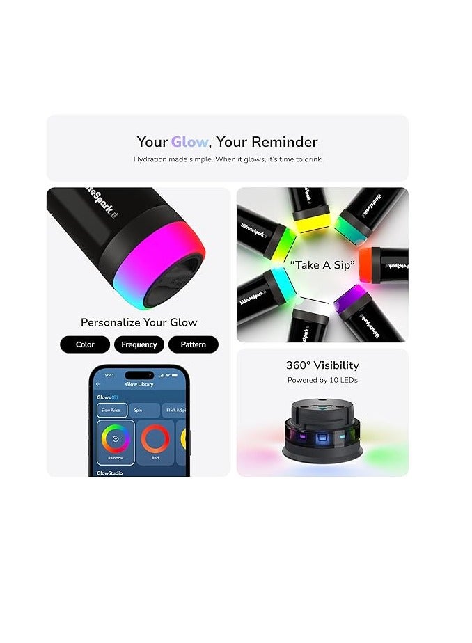 هيدرات سبارك هايدريت سبارك زجاجة مياه ذكية من بلاستيك التريتان برو لايت تتتبع كمية المياه وتتوهج لتذكيرك بالحفاظ على رطوبتك - غطاء تشاج 24 اونصة - فروت بانش - Image 4
