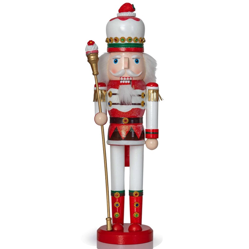 Ornativity Strawberry Toy Soldier Nutcracker Wooden Strawberry Hat with Cupcake Scepter King Theme Christmas Nutcracker Xmas Figure Holiday Decoration 15