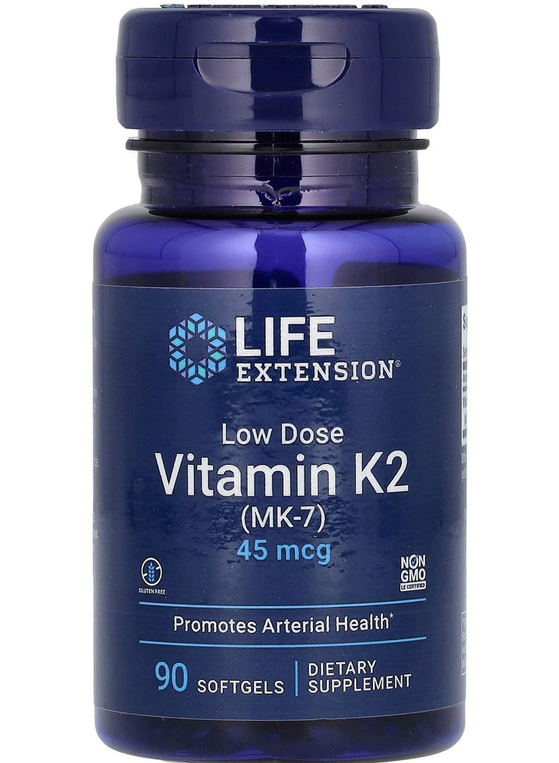 فيتامين ك2 بجرعة منخفضة (MK-7)، 45 ميكروغرام، 90 كبسولة لينة