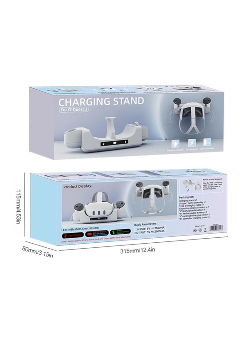 General - Meta/Oculus Quest 3 Upgraded Charging Dock, Headset and VR Charging Dock Accessory Meta/Oculus Quest 3 Anti-Slip with Indicator - Image 1