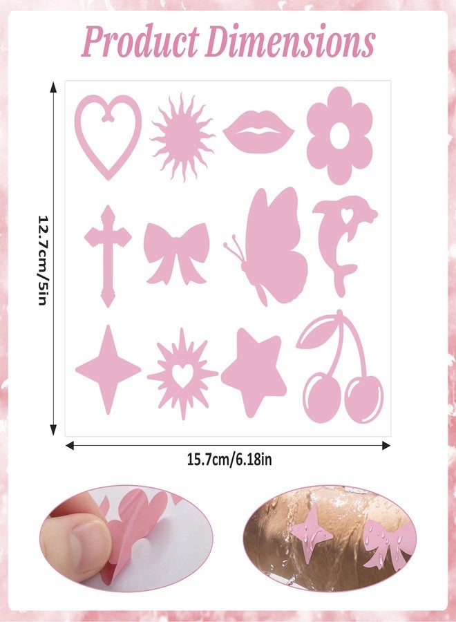INSYOHO 120PCS Tanning Stickers for Body - Tanning Bed Stickers Self Adhesive Removable Cross Heart Lips Bow Star Cherry Butterfly Dolphin Sun Tan Stickers for Summer Beach Face Body, 12 Styles - Image 4