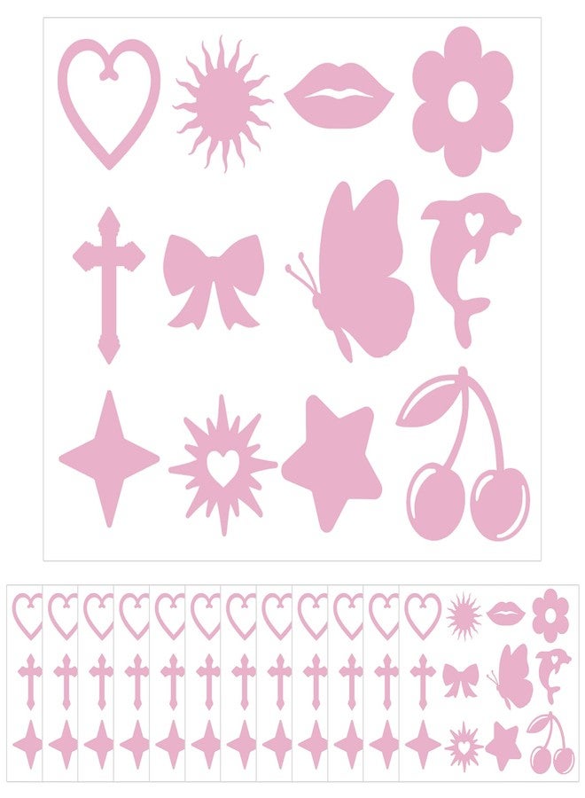 INSYOHO 120PCS Tanning Stickers for Body - Tanning Bed Stickers Self Adhesive Removable Cross Heart Lips Bow Star Cherry Butterfly Dolphin Sun Tan Stickers for Summer Beach Face Body, 12 Styles - Image 1