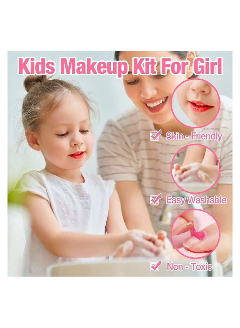 Kids Makeup kit for Girl, 20PCS Washable Makeup Set Toy with Real Cosmetic Case, Safe & Non-Toxic Kids Makeup Set, Pretend Play Makeup Beauty Set Birthday Toys Gift for 3-10 Years Old Kid - Image 3