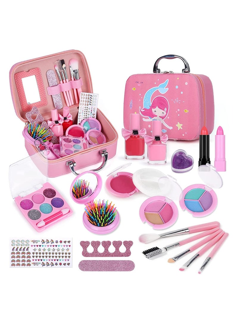 Kids Makeup kit for Girl, 20PCS Washable Makeup Set Toy with Real Cosmetic Case, Safe & Non-Toxic Kids Makeup Set, Pretend Play Makeup Beauty Set Birthday Toys Gift for 3-10 Years Old Kid - Image 1
