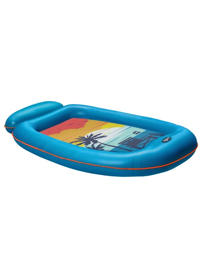 أكوا ليجر عوامات حمام سباحة Aqua Comfort - عوامات حمام سباحة قابلة للنفخ للبالغين مع مسند للرأس ومسند للقدمين - أزرق/برتقالي Surfer Sunset  - Image 1