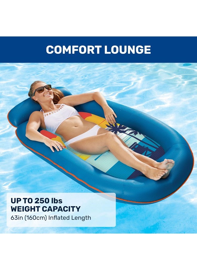 أكوا ليجر عوامات حمام سباحة Aqua Comfort - عوامات حمام سباحة قابلة للنفخ للبالغين مع مسند للرأس ومسند للقدمين - أزرق/برتقالي Surfer Sunset  - Image 2