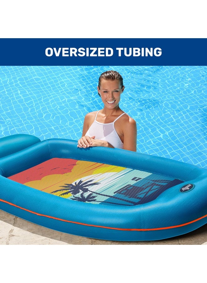 أكوا ليجر عوامات حمام سباحة Aqua Comfort - عوامات حمام سباحة قابلة للنفخ للبالغين مع مسند للرأس ومسند للقدمين - أزرق/برتقالي Surfer Sunset  - Image 5