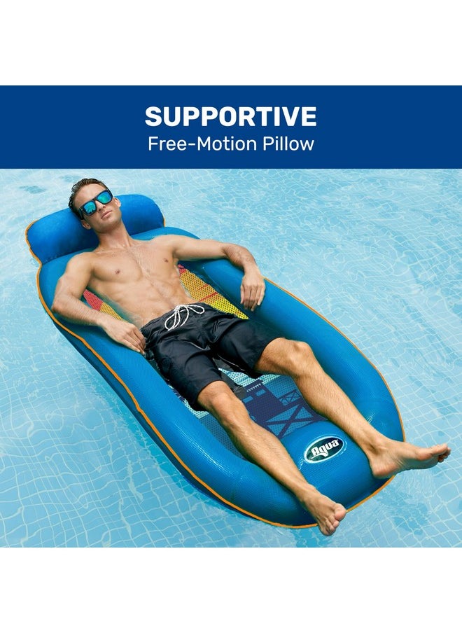 أكوا ليجر عوامات حمام سباحة Aqua Comfort - عوامات حمام سباحة قابلة للنفخ للبالغين مع مسند للرأس ومسند للقدمين - أزرق/برتقالي Surfer Sunset  - Image 4