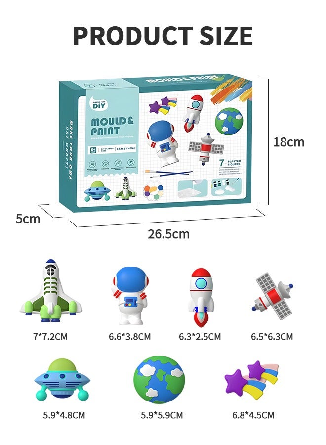 Crafts and Arts Set DIY Space Painting Kit Plaster Craft for Child, STEAM Creative Activity DIY Toys Space Figurines, Planes, Astronauts, Rockets Painting Craft Kit Art Set