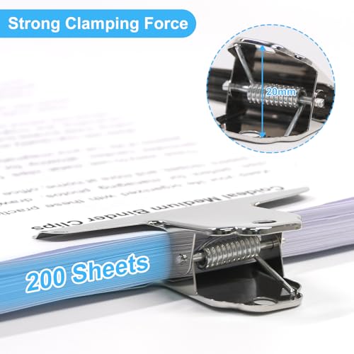 Coideal 4 Inch Large Bull Paper Clips, Coideal 10 Pack Silver Metal File Money Binder Clip Clamps for Home Office School Supplies (Square) - Image 5